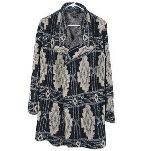 Lucky Brand Womens Aztec Southwestern Long Cardigan Small Metallic 7W51305